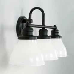 Discount 👍 Capital Lighting Baxter 24-inch 3-light Bath/ Vanity Light W/ Milk Glass Matte Black 🎁 -Capital Lighting Shop unnamed file 1896