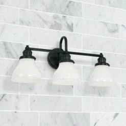 Discount 👍 Capital Lighting Baxter 24-inch 3-light Bath/ Vanity Light W/ Milk Glass Matte Black 🎁 -Capital Lighting Shop unnamed file 1897