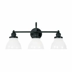 Discount 👍 Capital Lighting Baxter 24-inch 3-light Bath/ Vanity Light W/ Milk Glass Matte Black 🎁 -Capital Lighting Shop unnamed file 1898