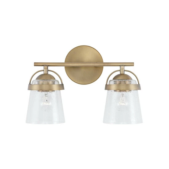 Budget ๐ Capital Lighting Madison 2-light Bath/ Vanity Fixture W/ Clear Seeded Glass Aged Brass ๐ 2 Budget ๐ Capital Lighting Madison 2-light Bath/ Vanity Fixture W/ Clear Seeded Glass Aged Brass ๐ - Image 2