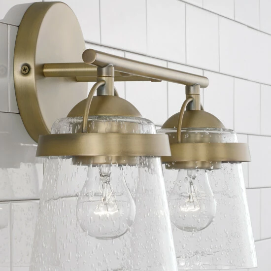 Budget ๐ Capital Lighting Madison 2-light Bath/ Vanity Fixture W/ Clear Seeded Glass Aged Brass ๐ 4 Budget ๐ Capital Lighting Madison 2-light Bath/ Vanity Fixture W/ Clear Seeded Glass Aged Brass ๐ - Image 4