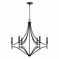 Best Sale 👍 Capital Lighting Peyton 30" 6-light Matte Black Chandelier 🎁