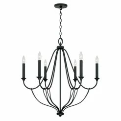 Buy 🔔 Capital Lighting Bentley 30" 6-light Black Iron Chandelier 🔥