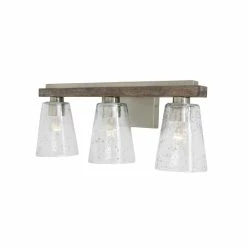 Promo 🛒 Capital Lighting Connor 3-light Black Wash And Matte Nickel Bath/ Vanity Fixture W/ Stone Seeded Glass 🥰