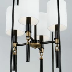 Best reviews of 💯 Capital Lighting Beckham 18.5" 4-light Glossy Black/ Aged Brass Cage Foyer Pendant W/ White Fabric Stay-Straight Shades ⌛ -Capital Lighting Shop unnamed file 2103