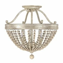 Best Pirce 🥰 Capital Lighting Adele 3-light Painted Silver Quartz Semi-Flush Mount - Painted Silver Quartz 🔔