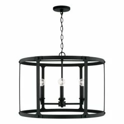 Promo 😀 Capital Lighting Brennen 4-light Black Iron Large Pendant 🔥