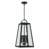 New ✨ Capital Lighting Leighton 12" 4-light Outdoor Hanging Lantern Pendant W/ Clear Glass Black 🎉