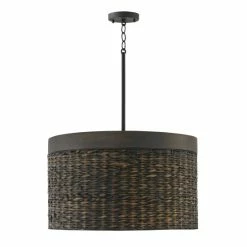 Best deal ✨ Capital Lighting Tallulah 4-light Drum Pendant W/ Mango Wood & Water Hyacinth Chalk Wash 🛒