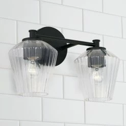 Flash Sale 🛒 Capital Lighting 2-light 15-inch Bath/ Vanity Fixture W/ Clear Fluted Glass Matte Black 🔔 -Capital Lighting Shop unnamed file 2347