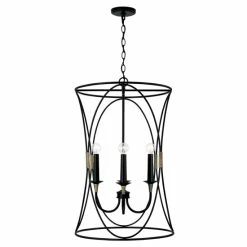 New 😍 Capital Lighting Amara 4-light Matte Black/ Brass Foyer Pendant ❤️