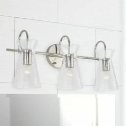 Best Pirce 🔔 Capital Lighting 3-light 24-inch Bath/ Vanity Fixture W/ Clear Half-Crackle Tapered Glass Polished Nickel 🔥 -Capital Lighting Shop unnamed file 2428