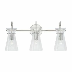 Best Pirce 🔔 Capital Lighting 3-light 24-inch Bath/ Vanity Fixture W/ Clear Half-Crackle Tapered Glass Polished Nickel 🔥 -Capital Lighting Shop unnamed file 2429