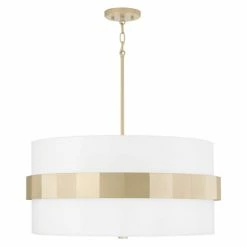 Best reviews of 👏 Capital Lighting Sutton 4-light Soft Gold Large Drum Pendant W/ White Fabric Shade & Frosted Glass Diffuser ⭐