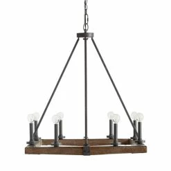 Best Pirce 👍 Capital Lighting 8-light Iron And Wood Chandelier 👏