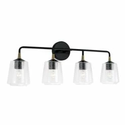 Coupon 🌟 Capital Lighting Amara 4-light Matte Black/ Brass Bath/ Vanity Fixture ✔️