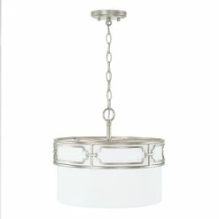 Wholesale 🌟 Capital Lighting Merrick 3-light Dual Mount Semi-Flush/ Pendant W/ White Fabric Shade Antique Silver ⌛ -Capital Lighting Shop unnamed file 2500