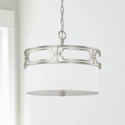 Wholesale 🌟 Capital Lighting Merrick 3-light Dual Mount Semi-Flush/ Pendant W/ White Fabric Shade Antique Silver ⌛ -Capital Lighting Shop unnamed file 2501