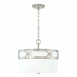 Wholesale 🌟 Capital Lighting Merrick 3-light Dual Mount Semi-Flush/ Pendant W/ White Fabric Shade Antique Silver ⌛ -Capital Lighting Shop unnamed file 2502