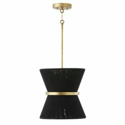 Wholesale 😀 Capital Lighting Cecilia 12" 1-light Patinaed Brass/ Tapered String Pendant Patinaed Brass/ Black Rope 🧨