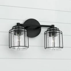 New ⭐ Capital Lighting Harmon Matte Black Bath/ Vanity Fixture W/ Clear Seeded Glass & Metal Cage 🔥 -Capital Lighting Shop unnamed file 2561