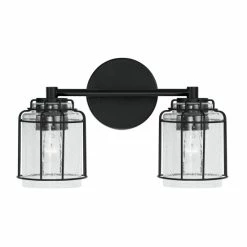 New ⭐ Capital Lighting Harmon Matte Black Bath/ Vanity Fixture W/ Clear Seeded Glass & Metal Cage 🔥 -Capital Lighting Shop unnamed file 2562