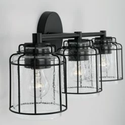 New ⭐ Capital Lighting Harmon Matte Black Bath/ Vanity Fixture W/ Clear Seeded Glass & Metal Cage 🔥 -Capital Lighting Shop unnamed file 2564