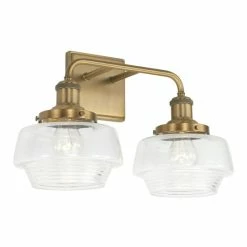 Best reviews of 🤩 Capital Lighting Miller 2-light 17-inch Bath/ Vanity Fixture W/ Clear Ribbed Glass Aged Brass 🔔