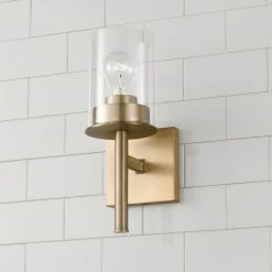 Hot Sale 😉 Capital Lighting Mason 1-light Wall Sconce W/ Clear Glass Aged Brass 🛒 -Capital Lighting Shop unnamed file 2587