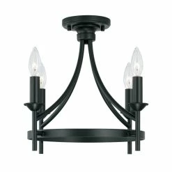 Best deal ✔️ Capital Lighting Peyton 4-light Matte Black Dual Mount Semi-Flush/ Pendant 👏