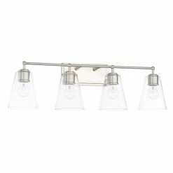 Buy 👍 Capital Lighting 4-light Brushed Nickel Clear Glass Shade Bath/Vanity Fixture 🥰