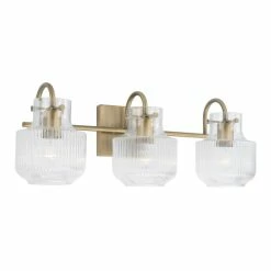 Discount ⌛ Capital Lighting Nyla 3-light Bath/ Vanity W/ Clear Fluted Glass Polished Nickel ✔️