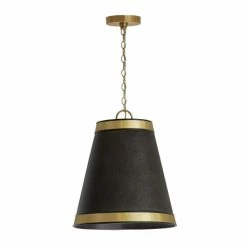 New 🥰 Capital Lighting 3-light Galvanized Black/True Brass Pendant 🎉