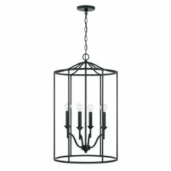 Deals 🔥 Capital Lighting Peyton 18" 4-light Matte Black Cage Lantern Foyer Pendant 💯