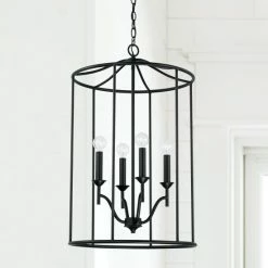 Deals 🔥 Capital Lighting Peyton 18" 4-light Matte Black Cage Lantern Foyer Pendant 💯 -Capital Lighting Shop unnamed file 2686