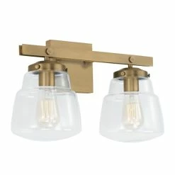 Promo ❤️ Capital Lighting Dillon 2-light 16.25-inch Bath/ Vanity Fixture W/ Clear Glass Aged Brass ⭐