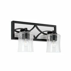 Budget 🎉 Capital Lighting Avery 2-light Matte Black Bath/ Vanity Fixture W/ Clear Seeded Glass ❤️