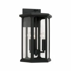 Discount 💯 Capital Lighting Walton Outdoor 3-light Medium Wall Lantern W/ Clear Glass Black 👍