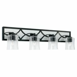 Brand new ⌛ Capital Lighting Avery 4-light Matte Black Bath/ Vanity Fixture W/ Clear Seeded Glass ✨