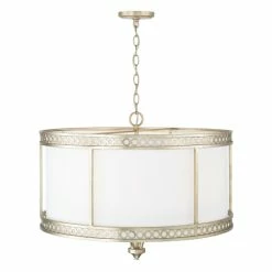 Alternative view of Flash Sale 🔔 Capital Lighting Isabella 4-light Winter Gold Drum Pendant W/ White Fabric Shade ⭐