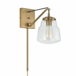 Budget 🛒 Capital Lighting Dillon 1-light 6.5-inch Wall Sconce W/ Clear Glass Aged Brass 🛒
