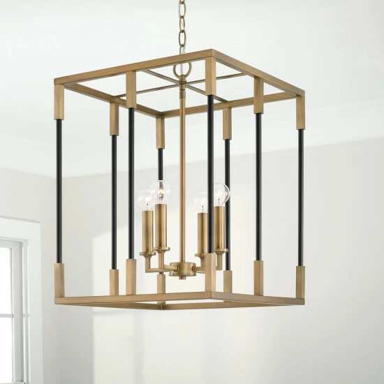 Best Pirce ๐ Capital Lighting Bleeker 4-light Foyer Pendant Aged Brass/ Black ๐ 2 Best Pirce ๐ Capital Lighting Bleeker 4-light Foyer Pendant Aged Brass/ Black ๐ - Image 2