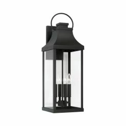 Best Pirce 🎁 Capital Lighting Bradford Outdoor 4-light Extra Large Wall Lantern W/ Clear Glass Black ⌛