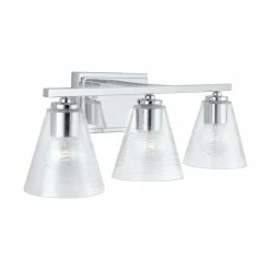 Cheapest ✨ Capital Lighting Layla 3-light Chrome Bath/ Vanity Fixture W/ Embossed Spiral Glass 🧨