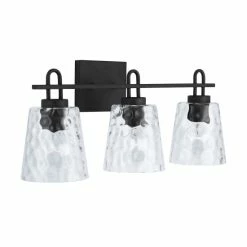 Brand new 👍 Capital Lighting Fenton 3-light Black Iron Bath/ Vanity Fixture W/ Clear Water Glass 🤩