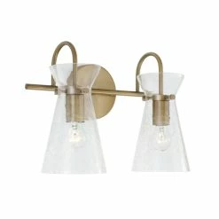 Best deal 🎁 Capital Lighting Mila 2-light Bath/ Vanity Fixture W/ Clear Half-Crackle Glass Aged Brass 😉