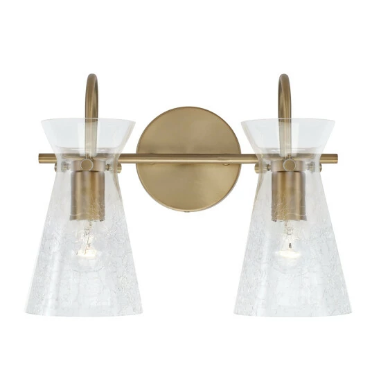 Best deal ๐ Capital Lighting Mila 2-light Bath/ Vanity Fixture W/ Clear Half-Crackle Glass Aged Brass ๐ 2 Best deal ๐ Capital Lighting Mila 2-light Bath/ Vanity Fixture W/ Clear Half-Crackle Glass Aged Brass ๐ - Image 2