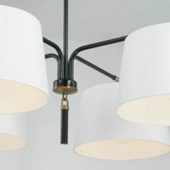 Deals ⌛ Capital Lighting Beckham 36" 4-light Glossy Black/ Aged Brass Chandelier W/ White Fabric Drum Shades ✔️ -Capital Lighting Shop unnamed file 307