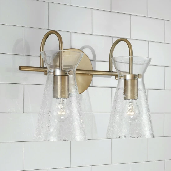 Best deal ๐ Capital Lighting Mila 2-light Bath/ Vanity Fixture W/ Clear Half-Crackle Glass Aged Brass ๐ 3 Best deal ๐ Capital Lighting Mila 2-light Bath/ Vanity Fixture W/ Clear Half-Crackle Glass Aged Brass ๐ - Image 3