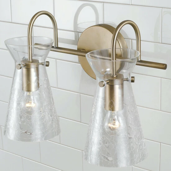 Best deal ๐ Capital Lighting Mila 2-light Bath/ Vanity Fixture W/ Clear Half-Crackle Glass Aged Brass ๐ 4 Best deal ๐ Capital Lighting Mila 2-light Bath/ Vanity Fixture W/ Clear Half-Crackle Glass Aged Brass ๐ - Image 4